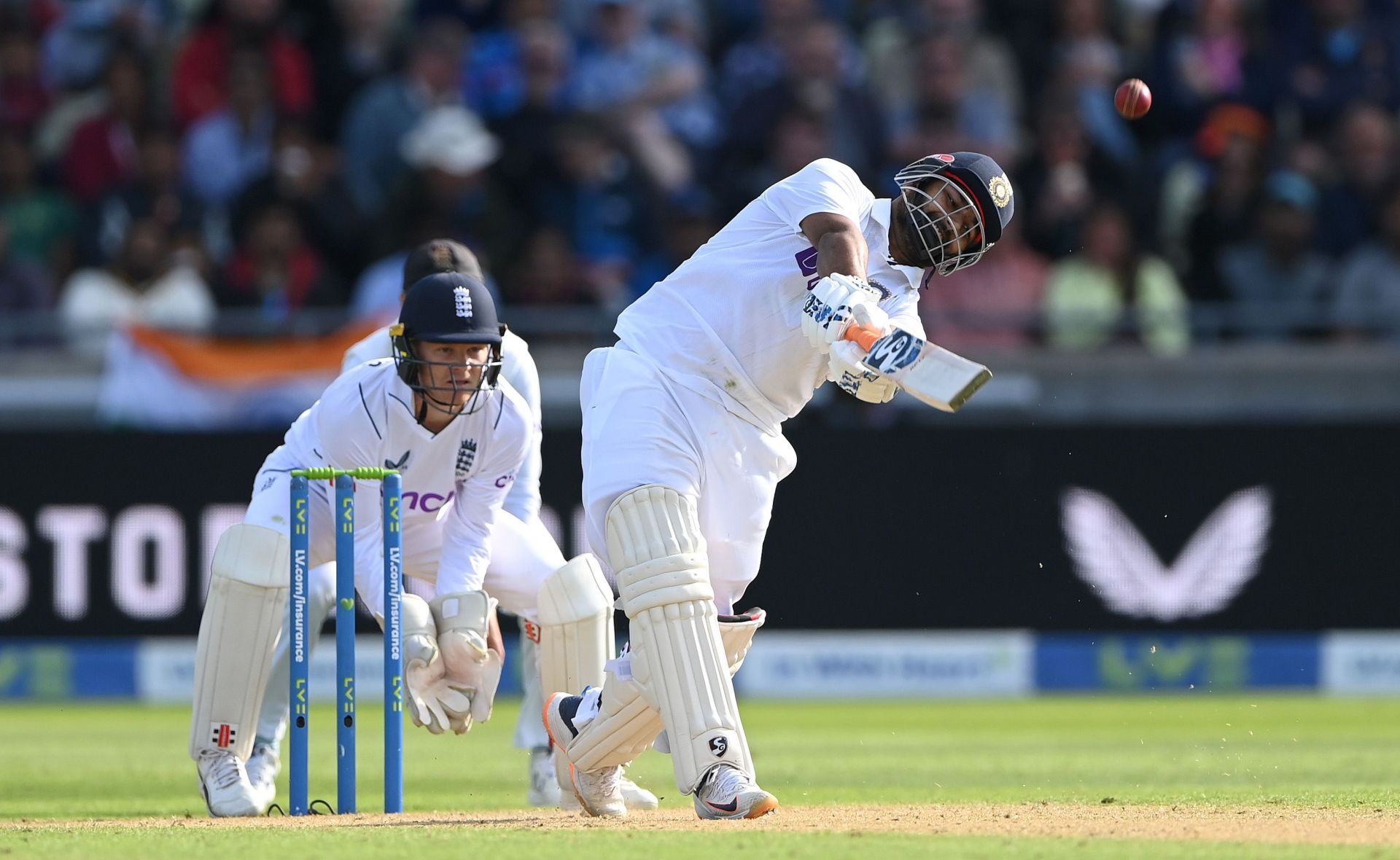 Rishabh Pant was in full flow on Day 1 of the fifth Test against England. Pic: Getty Images
