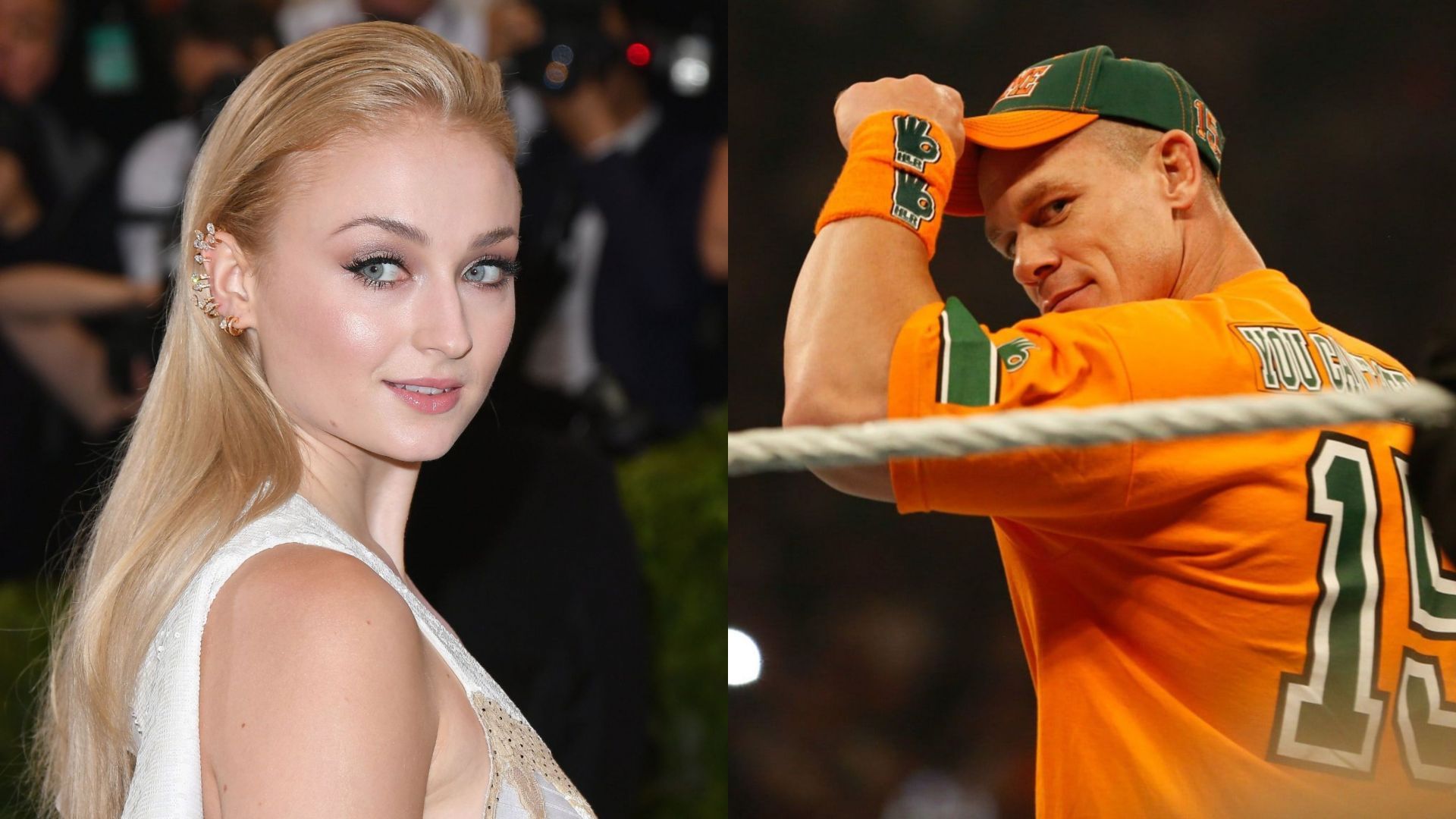 Sophie Turner (left) and John Cena (right)