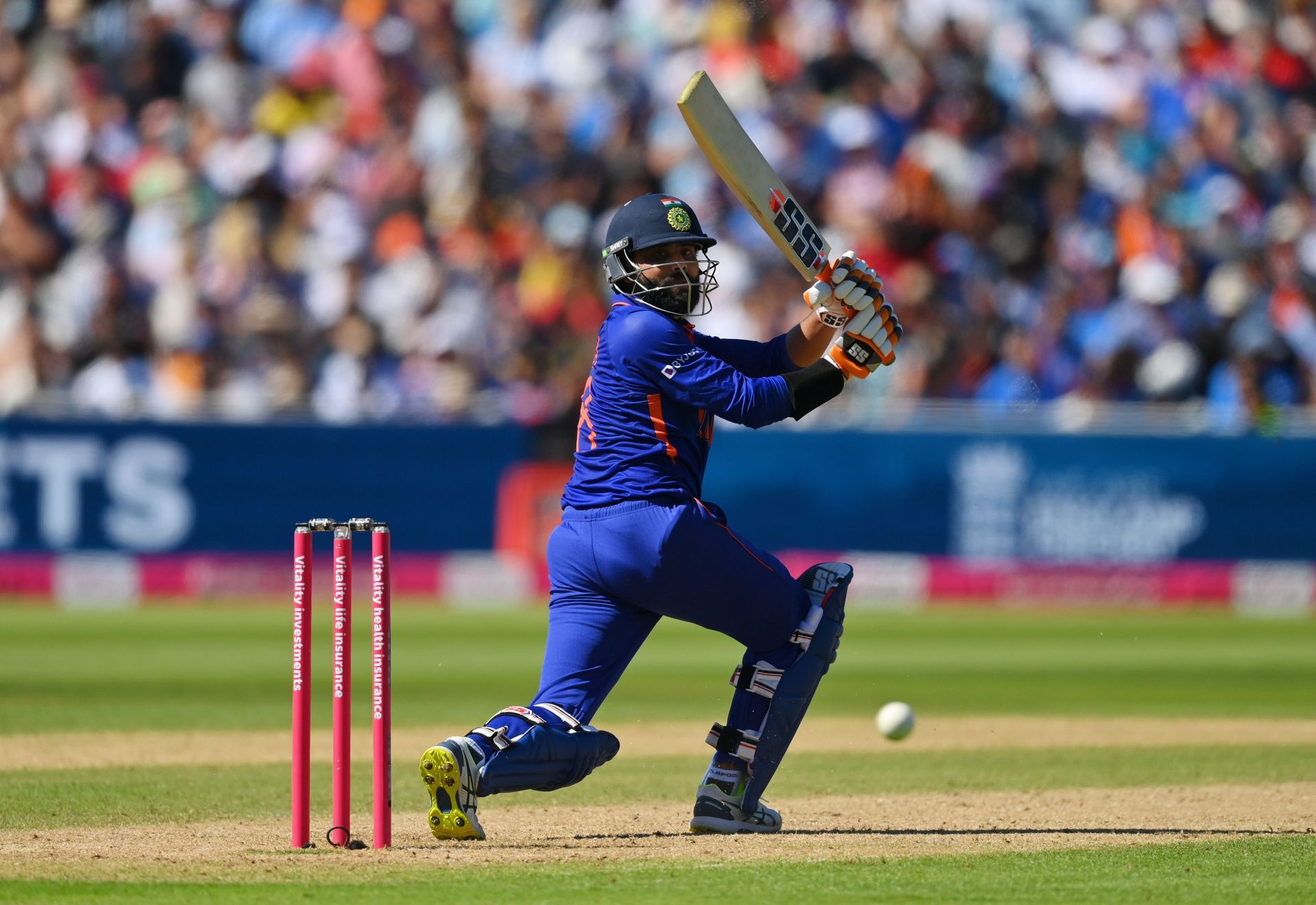 Ravindra Jadeja in action for India during the series against England.