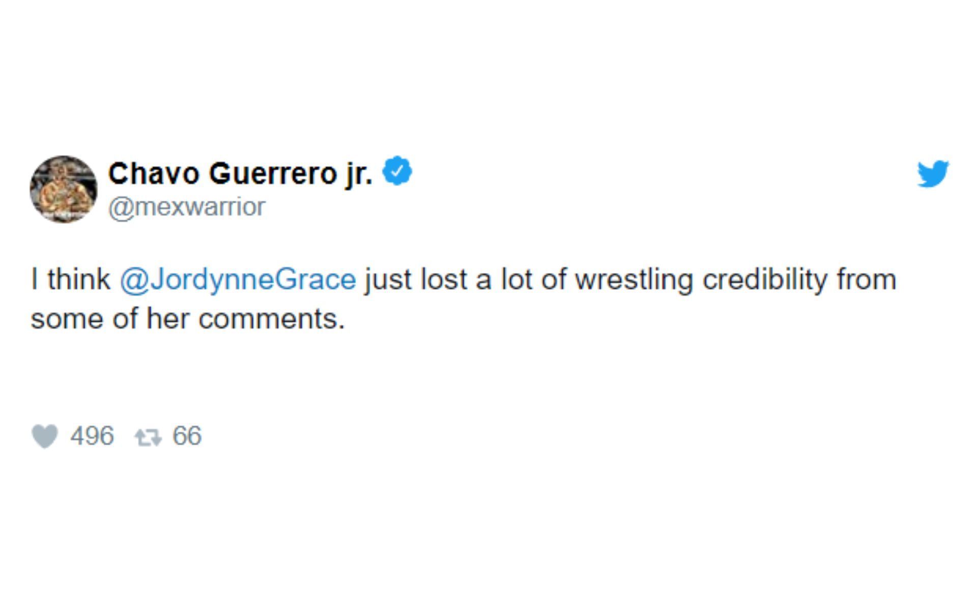 Chavo Guerrero had deleted the tweet responing to Jordynne Grace&#039;s comments