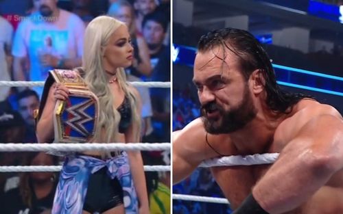 Liv Morgan (left); Drew McIntyre (right)