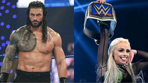 Roman Reigns (L); Liv Morgan (R)