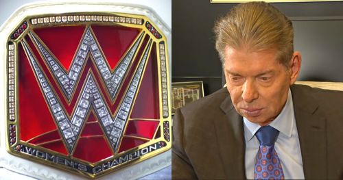 The RAW Women's Championship belt (left) and Vince McMahon (right)