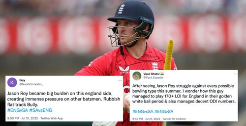 Jason Roy's poor form with the bat continued in the third T20I against South Africa. (Credit: Twitter)