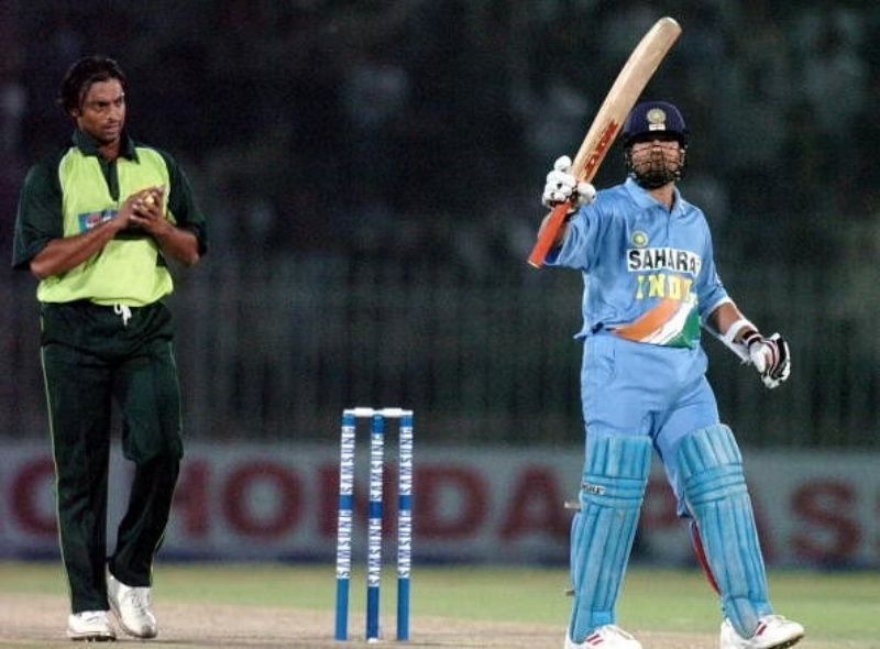 Sachin Tendulkar (right) and Shoaib Akhtar were involved in many battles on the cricket field.
