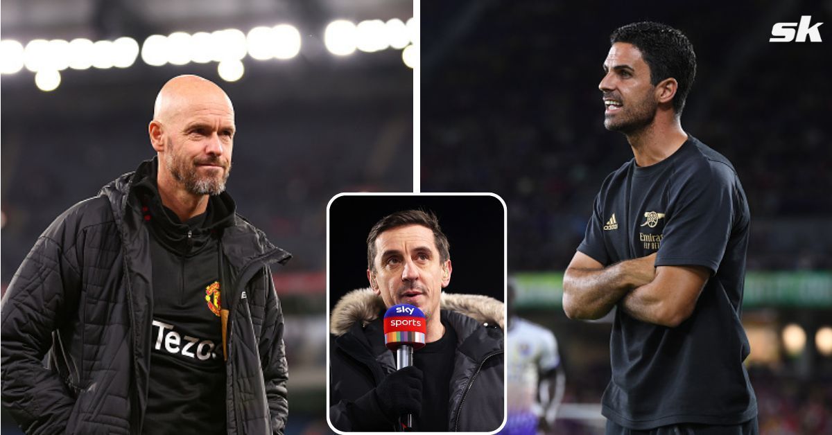 [L-to-R] Manchester United&#039;s Erik ten Hag and Arsenal&#039;s Mikel Arteta; [inset] Gary Neville.