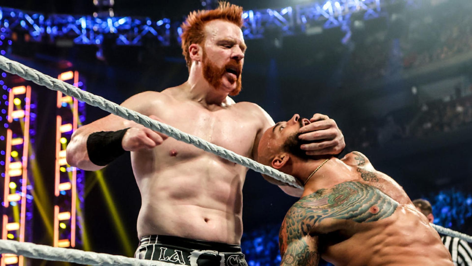 Sheamus hitting Ricochet with 10 Beats of the Bodhran on WWE SmackDown