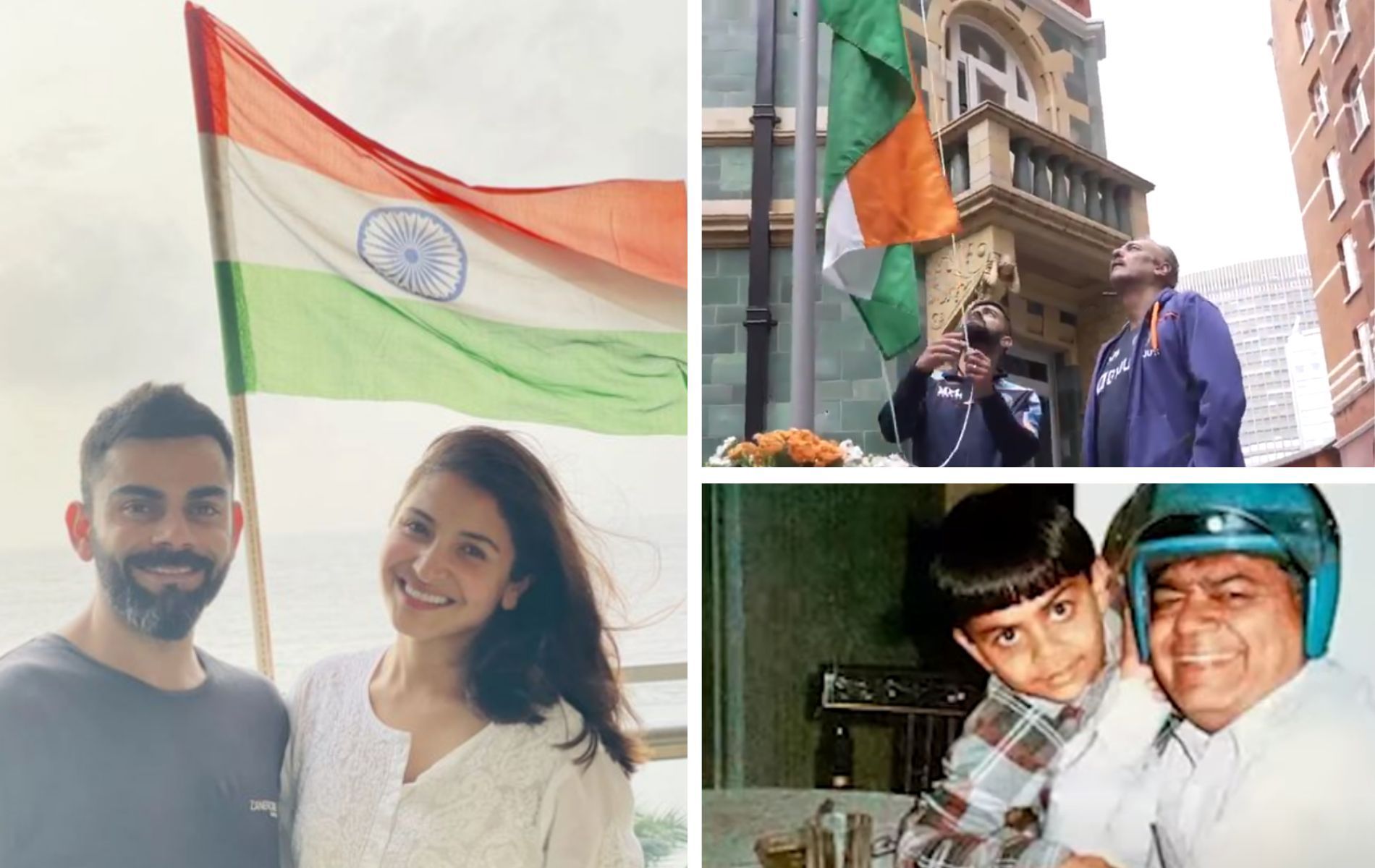 Virat Kohli has shared some special memories of Independence Day. Pics: Anushka Sharma, BCCI and Star Sports.