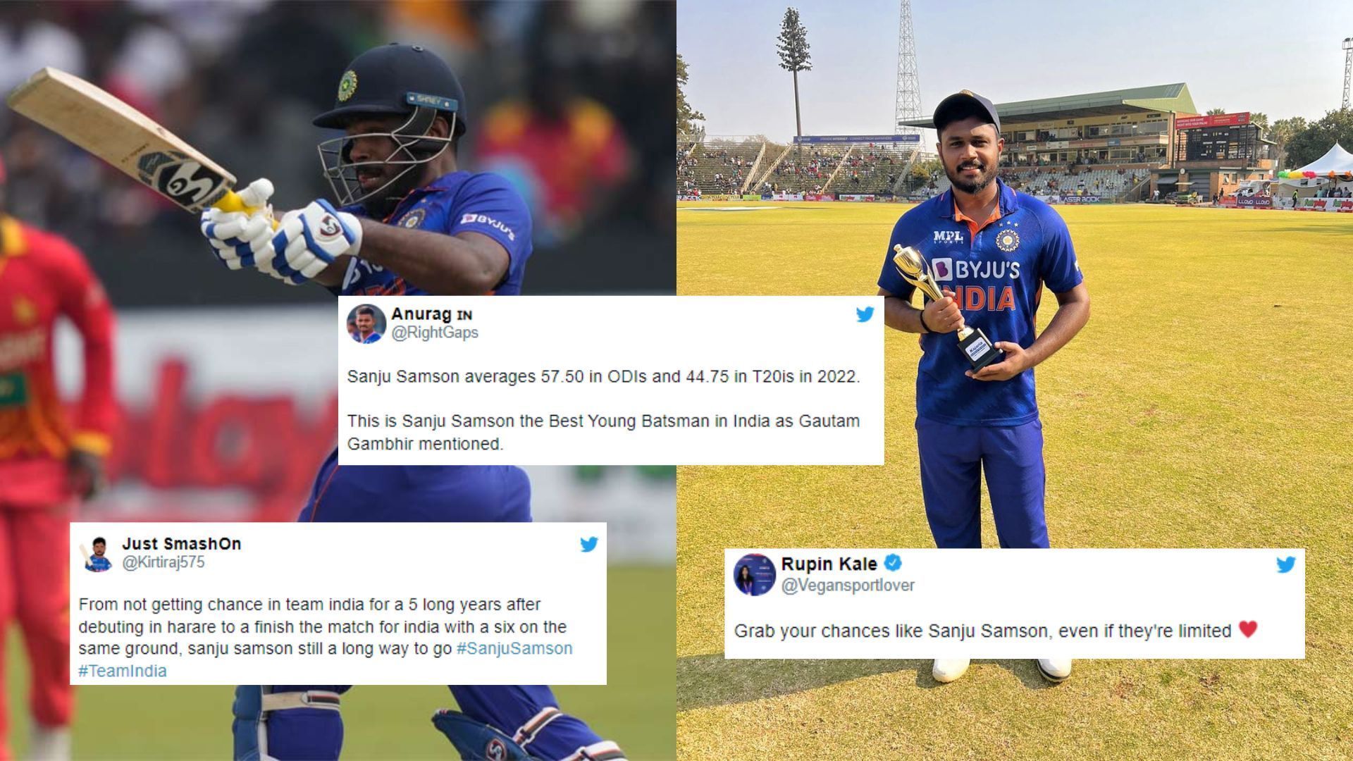 Sanju Samson&#039;s classy 43* earned him a Man of the Match award. (P.C.:Twitter)