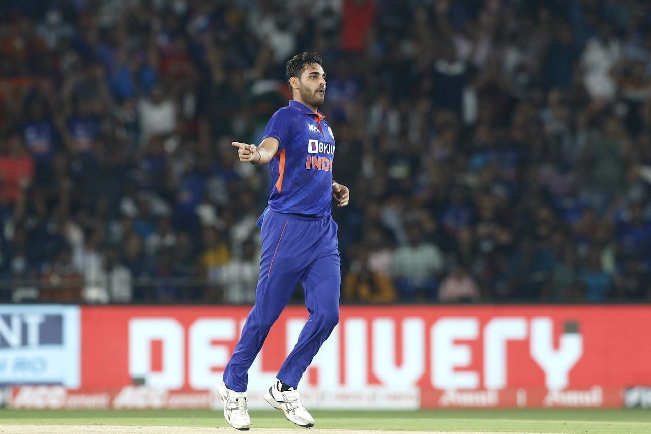 Bhuvneshwar Kumar celebrates a wicket. Image source: BCCI