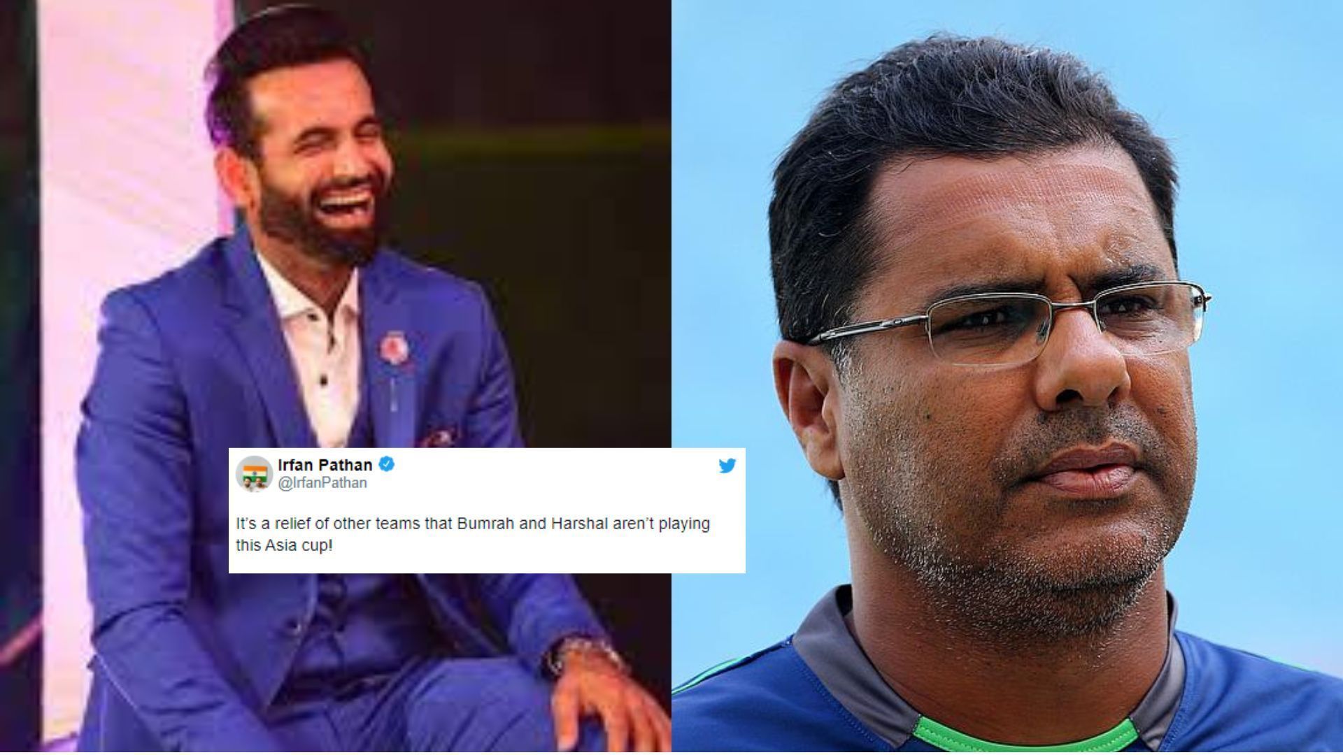 Irfan Pathan (L) and Waqar Younis. (P.C.:Twitter)