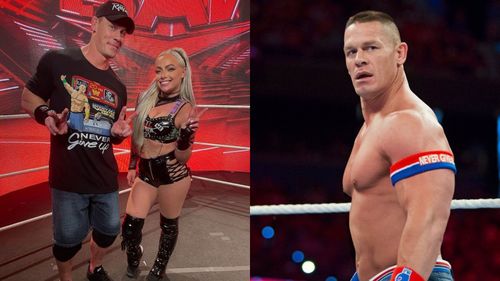 John Cena with the SmackDown Women's Champion Liv Morgan