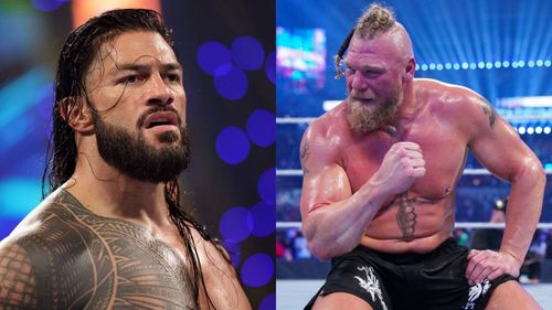 Roman Reigns (left); Brock Lesnar (right)