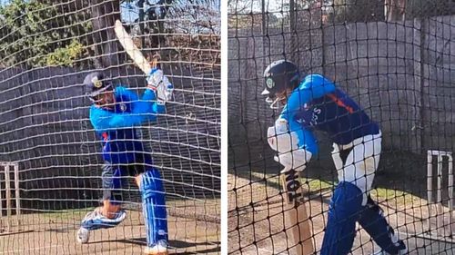 Shubman Gill (L) and Ruturaj Gaikwad in the nets during India's practice session. (P.C.:Sony Sports Network)