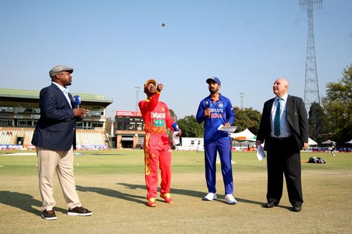 KL Rahul opted to field first after winning the toss [P/C: Twitter/Zimbabwe Cricket]