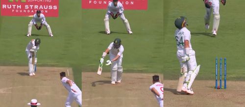 Screenshots of Dean Elgar’s wicket on Day 2 of the Lord’s Test. Credits/ ECB