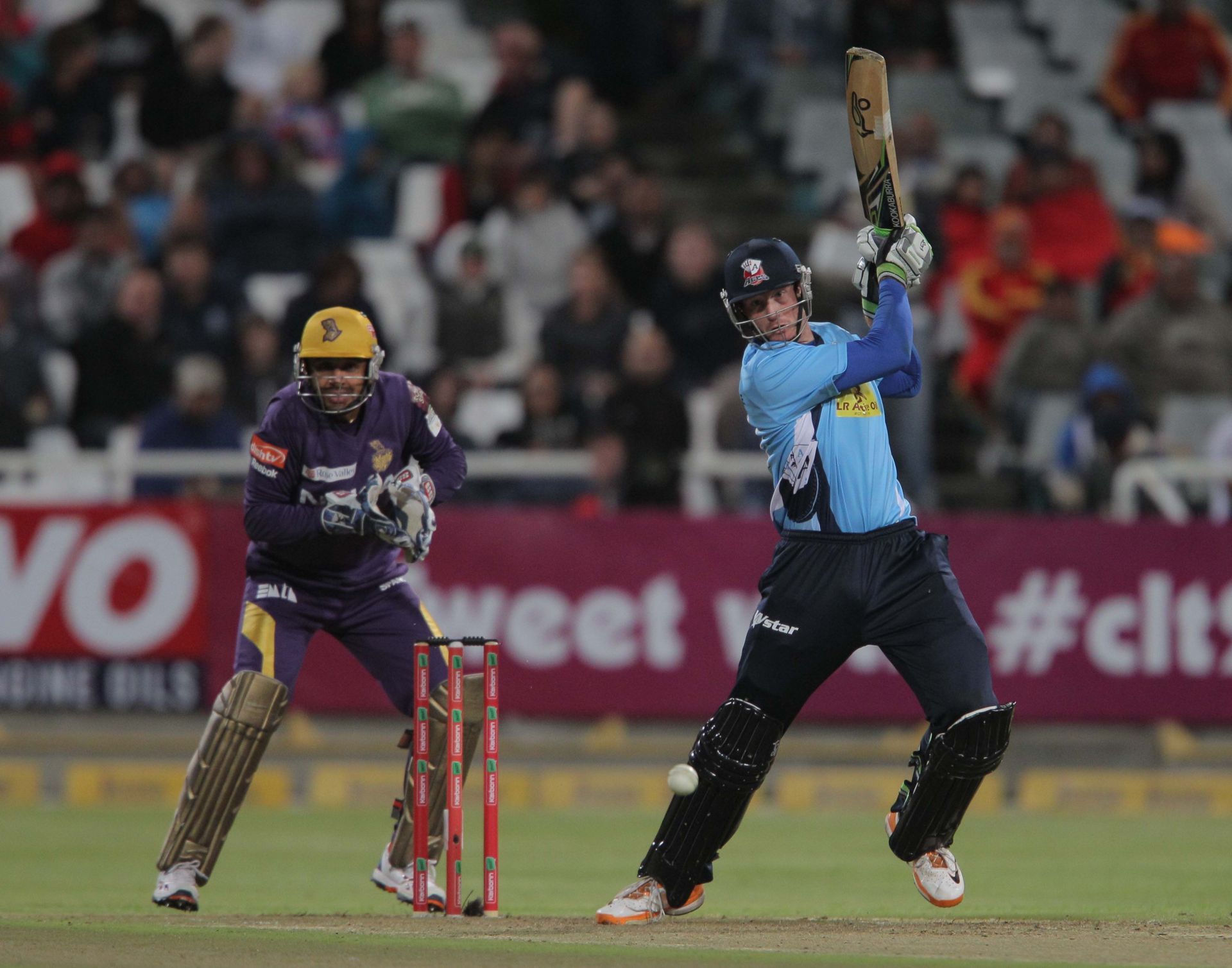 Martin Guptill in action for Auckland Aces during a CLT20 match against Kolkata Knight Riders. Pic: Getty Images