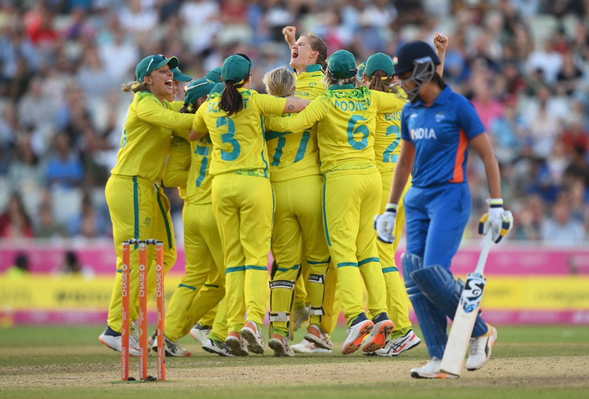 Australia Women clinched gold in cricket in CWG 2022, defeating India Women by 9 runs. Pic: Getty Images