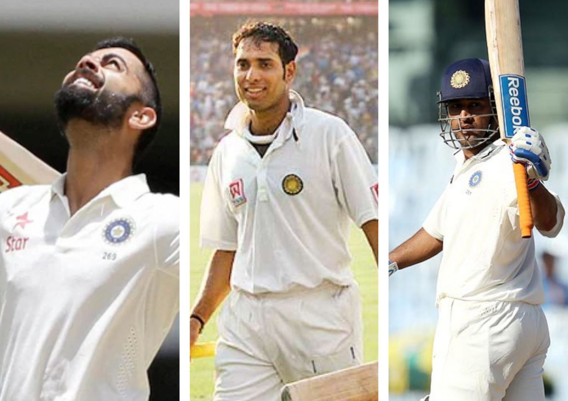 Virat Kohli, VVS Laxman and MS Dhoni boast of some of the most iconic double-hundreds among Indians (Picture Credits: PTI via Business Standard; PTI via DNA India; BCCI via Rediff).