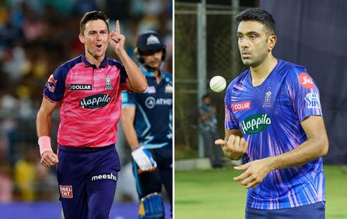 Trent Boult (L) and Ravichandran Ashwin (R).