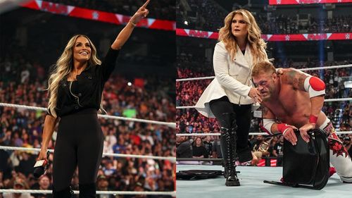 Trish Stratus (L); Beth Phoenix with Edge (R)