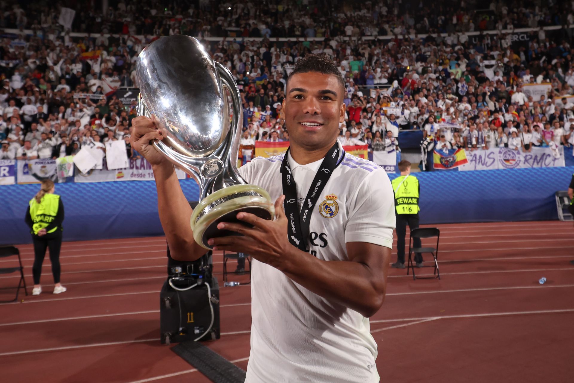 Casemiro celebrating UEFA Super Cup sucesss