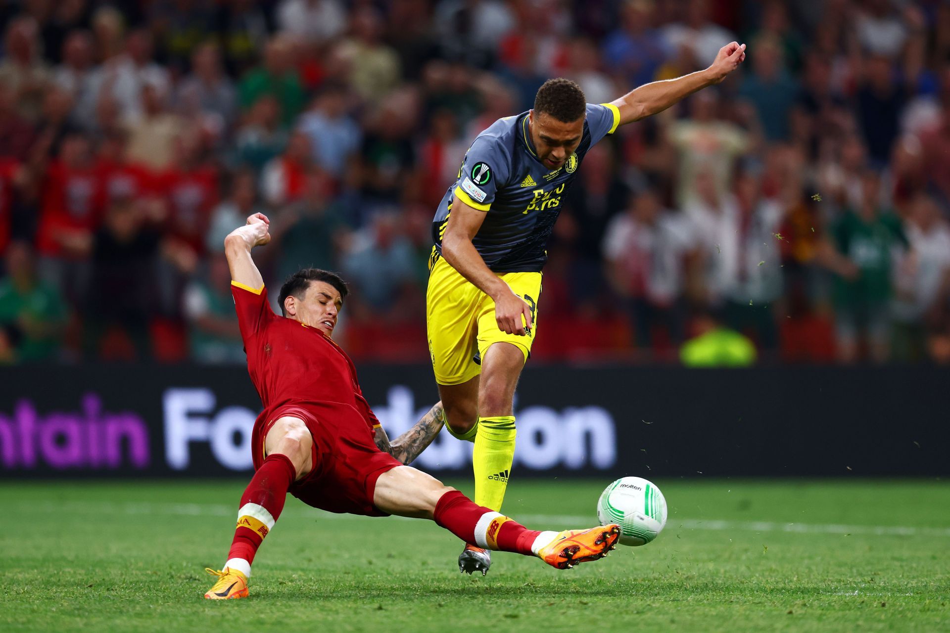 Roger Ibanez in UEFA Conference action for Roma.