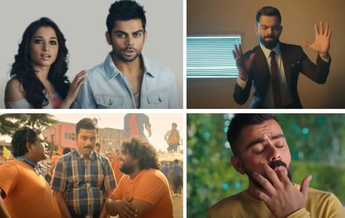 Screenshots of Virat Kohli’s various commercials. Credits: YouTube