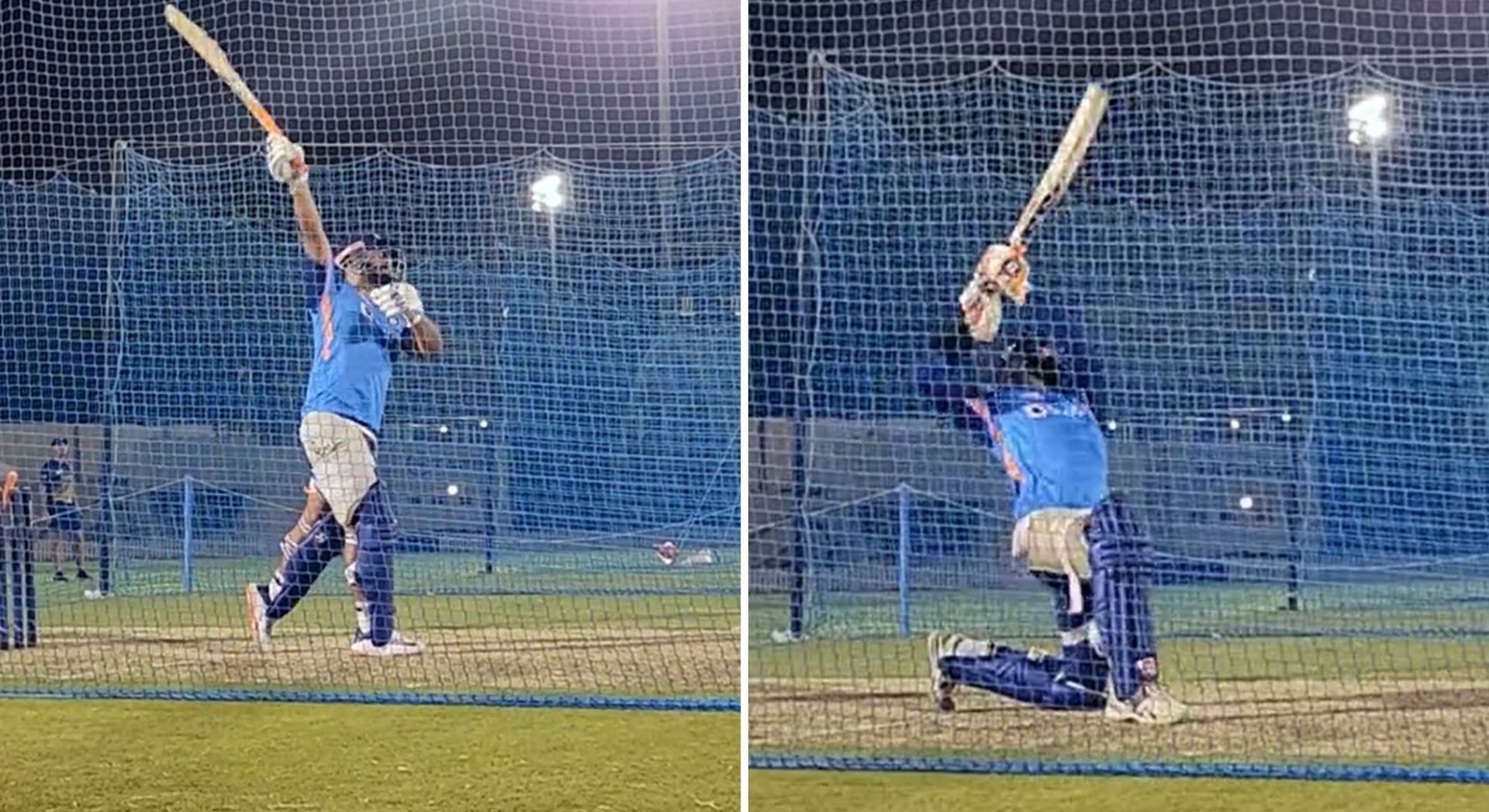 Rishabh Pant and Ravindra Jadeja seen smoking sixes in the nets. [Pic credits: BCCI (Screengrabs)]