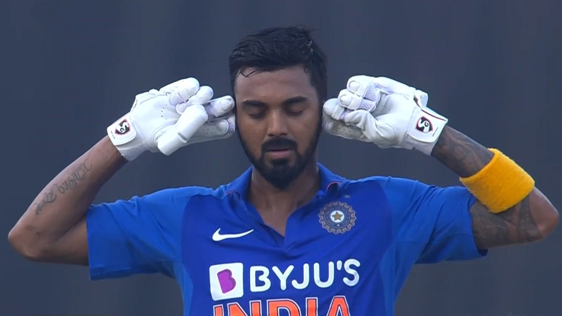 KL Rahul celebrates a century against the West Indies (cred: Punjab Kings IPL)