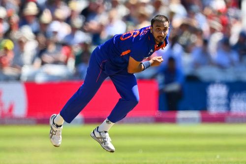 Harshal Patel during the 3rd T20I in England. Pic: Getty Images