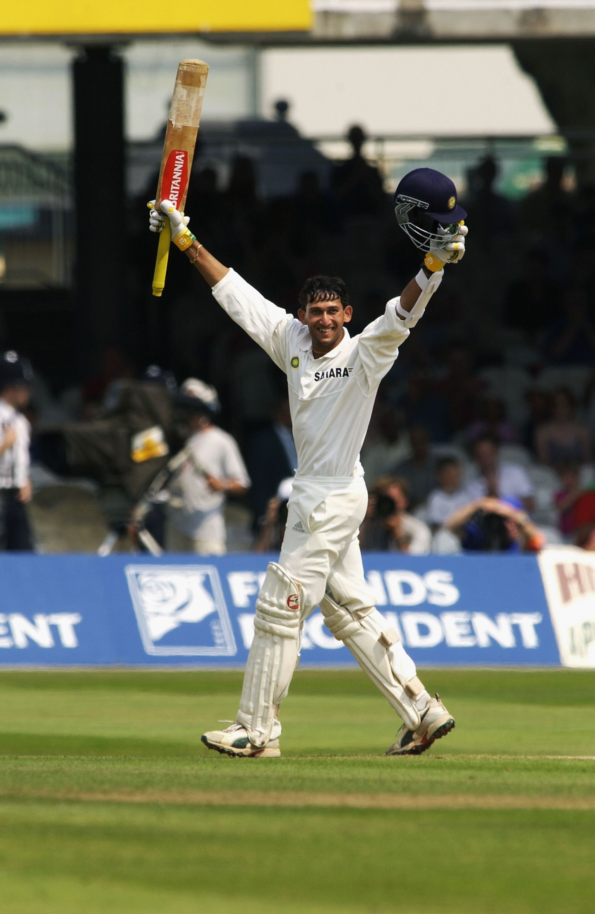 Ajit Agarkar of India celebrates