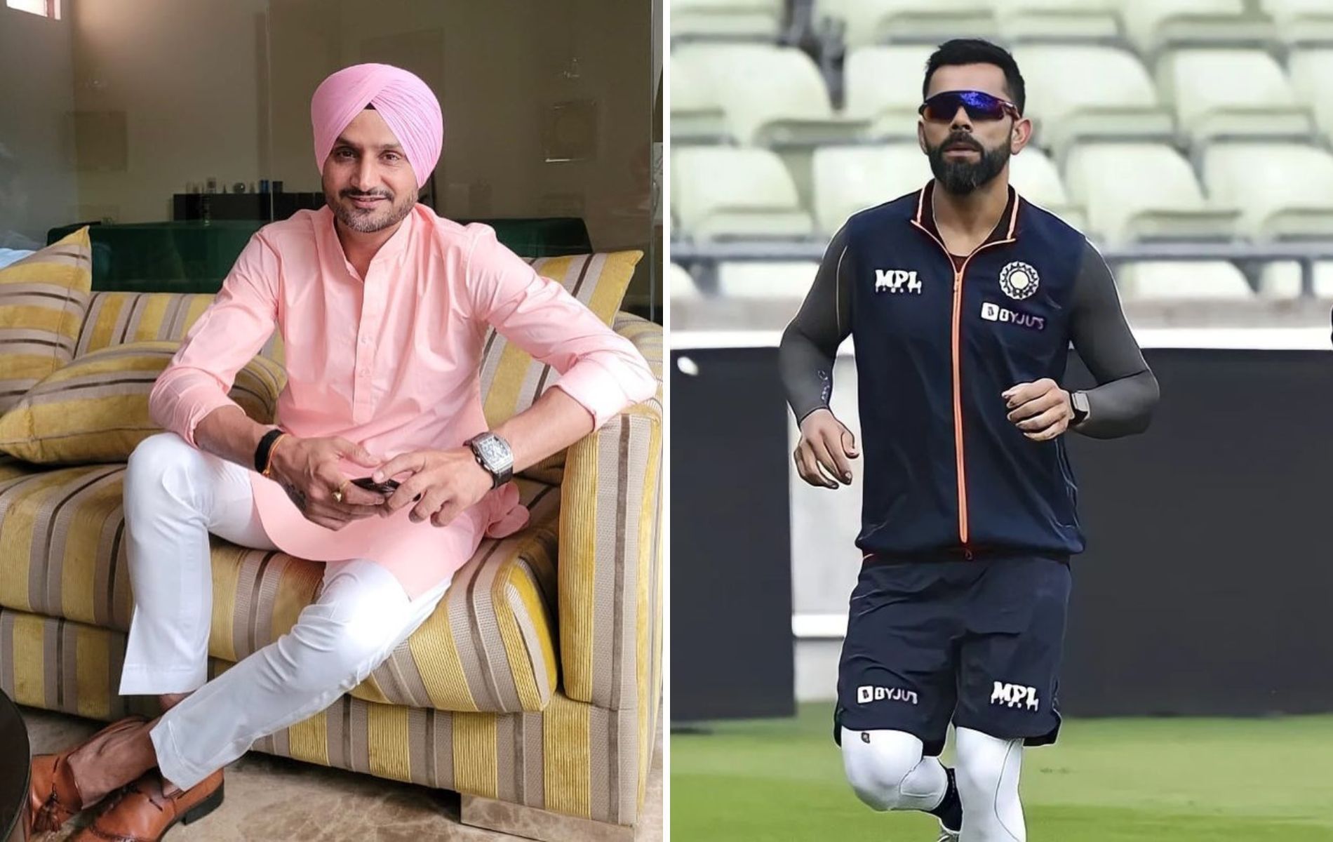 Harbhajan Singh (L) and Virat Kohli (R). (Pics: Instagram)