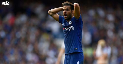 Cesc Fabregas unhappy with Tottenham Hotspur's first goal against Chelsea in the London derby.