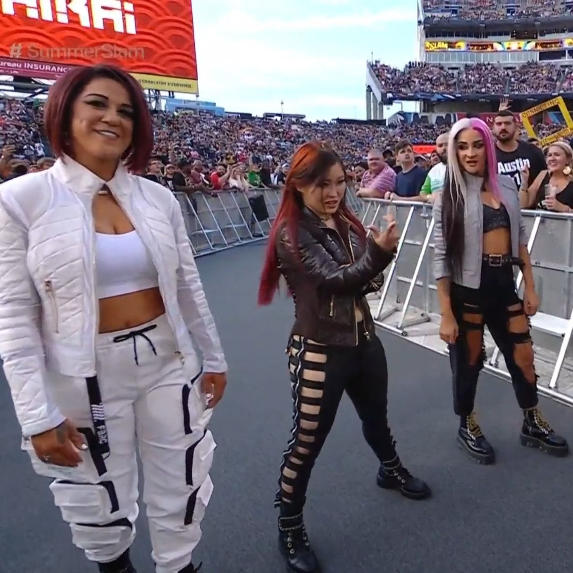 Bayley, Iyo Sky, and Dakota Kai at Summerslam