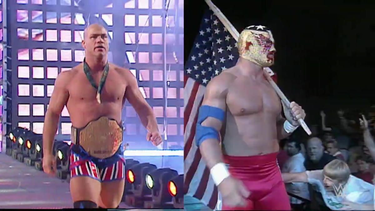 Kurt Angle (left side) & The Patriot (right side)