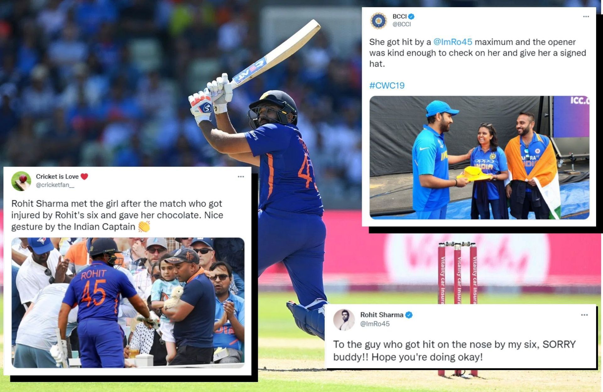 Rohit Sharma&rsquo;s six has hit spectators on more than one occasion.