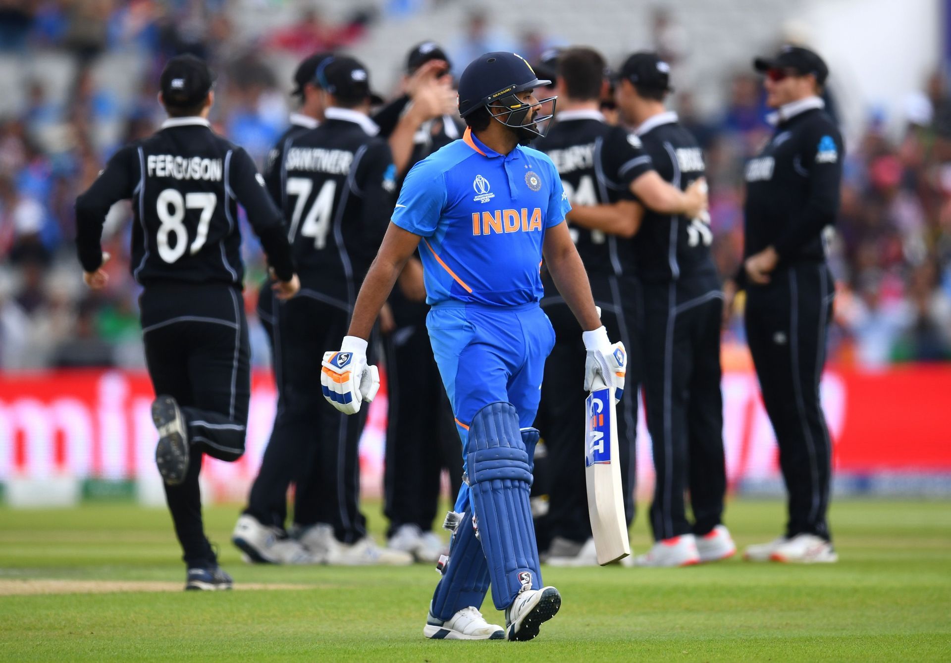 Rohit Sharma walks off after being dismissed in the 2019 World Cup semi-final. Pic: Getty Images