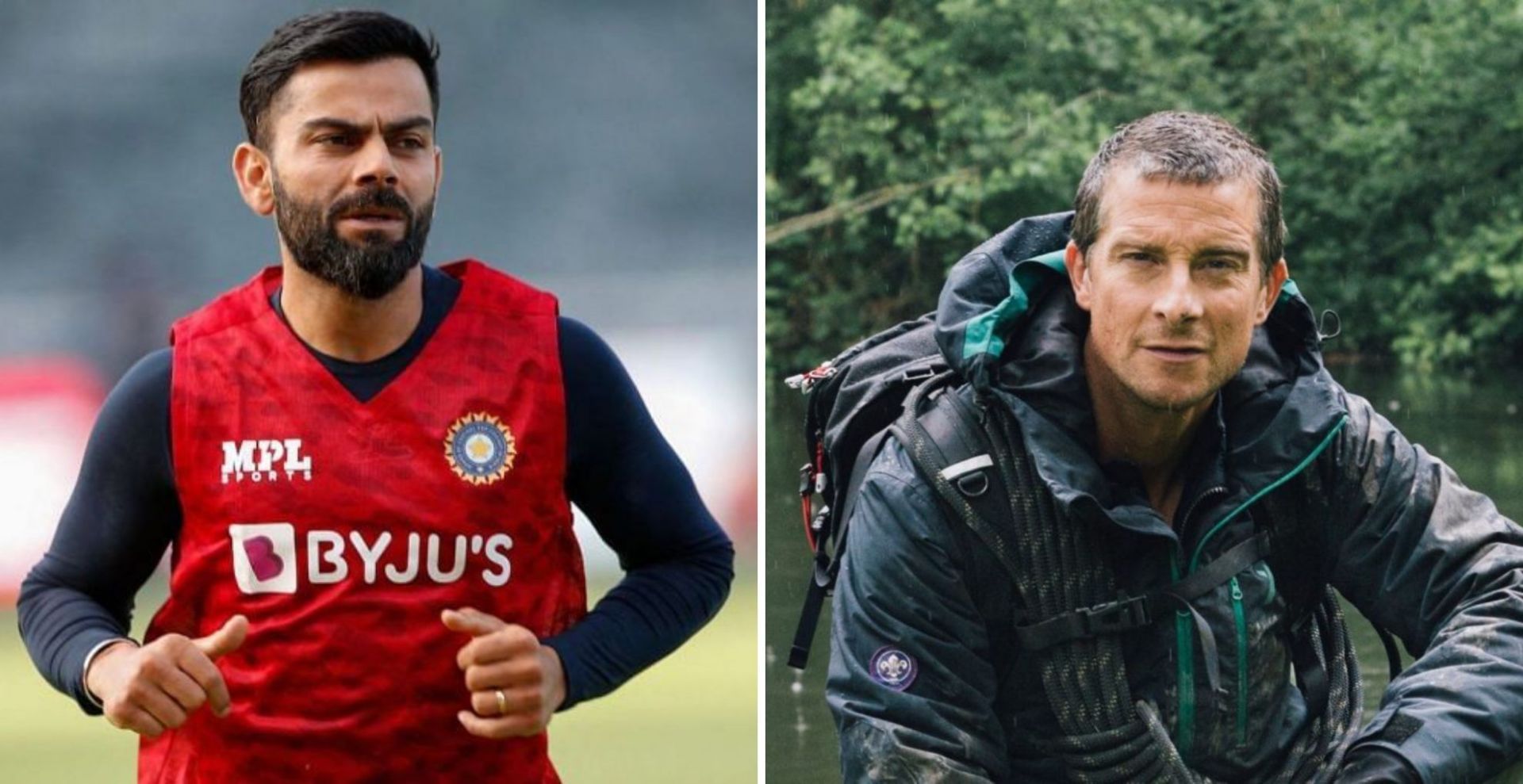 Virat Kohli (L) and Bear Grylls. (Credits: Twitter)