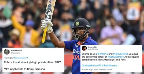 Sanju Samson replaced KL Rahul in India's T20I squad against West Indies. (Credit: Twitter)