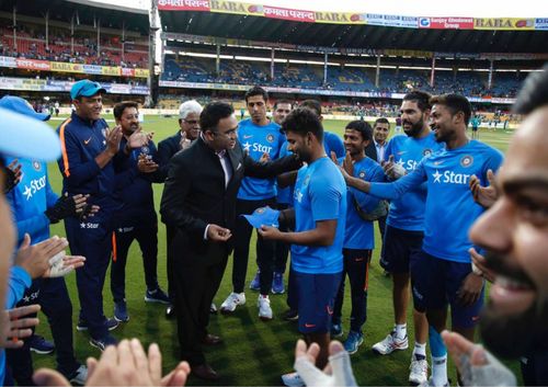 Rishabh Pant made his T20I debut against England in Bengaluru in 2017 (Picture Credits: Twitter/ BCCI).