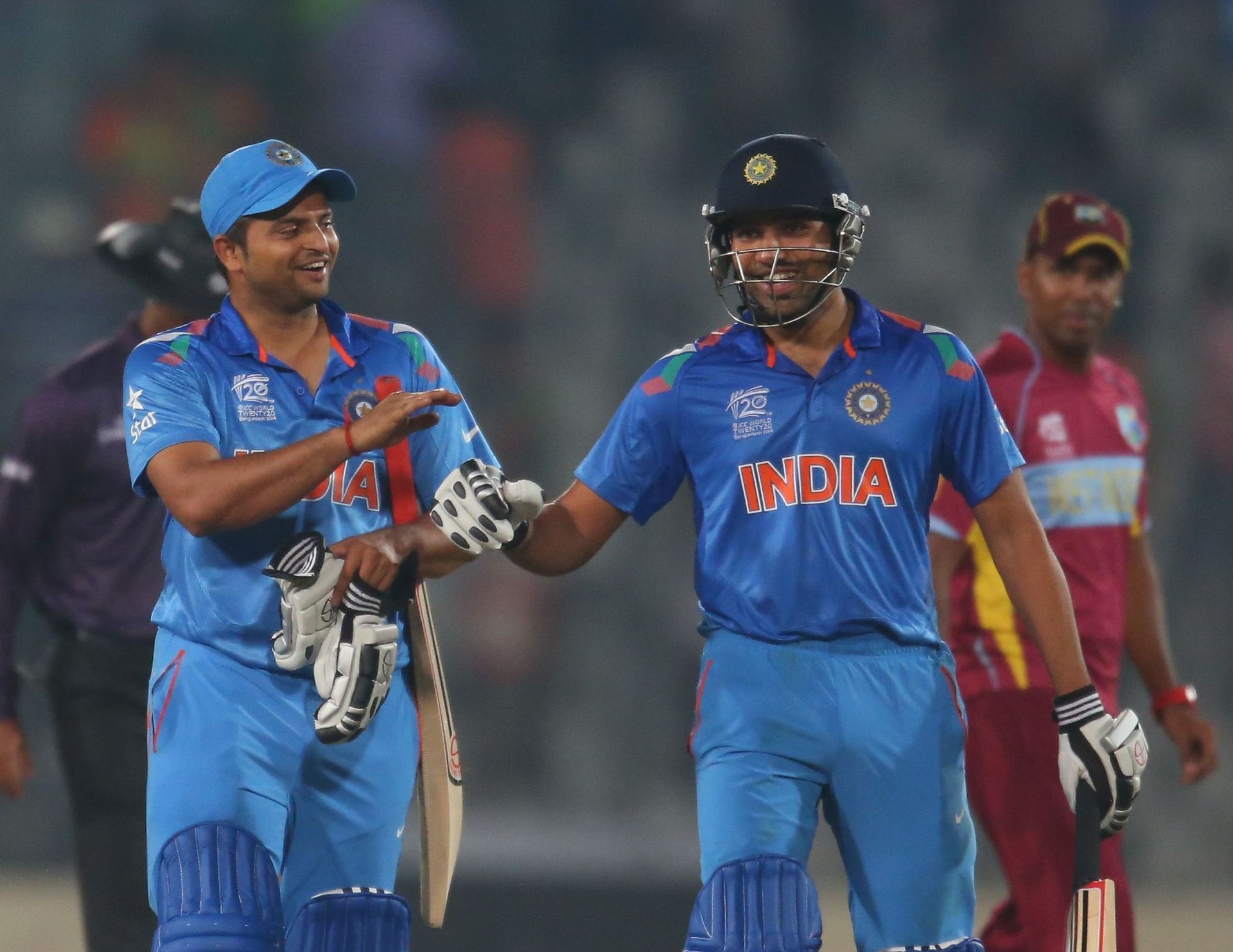 Suresh Raina (left) with the Hitma. Pic: Getty Images