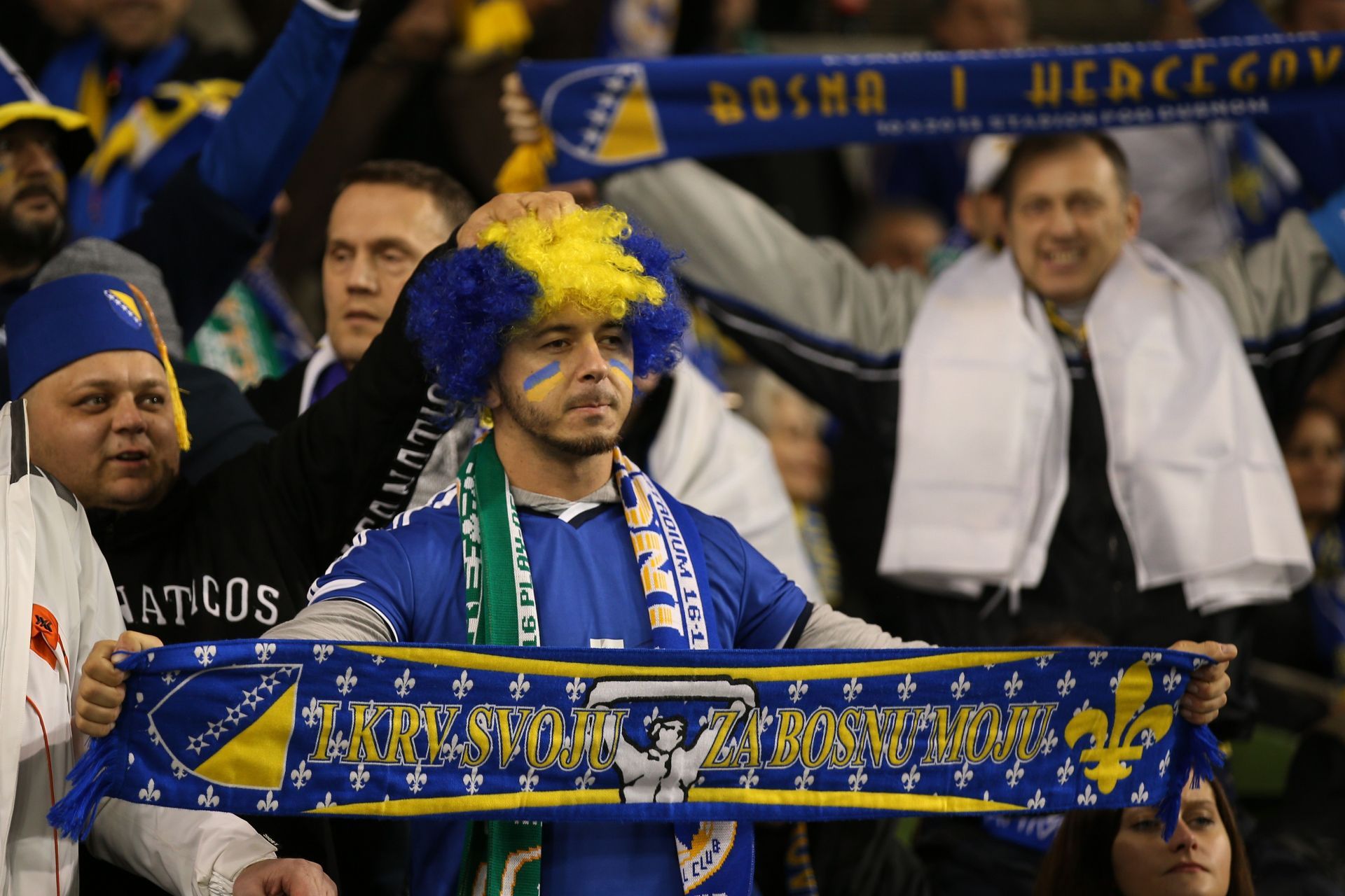 Bosnia and Herzegovina fans support their team