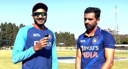 Axar Patel (left) with Deepak Chahar. [Pic credits: BCCI]