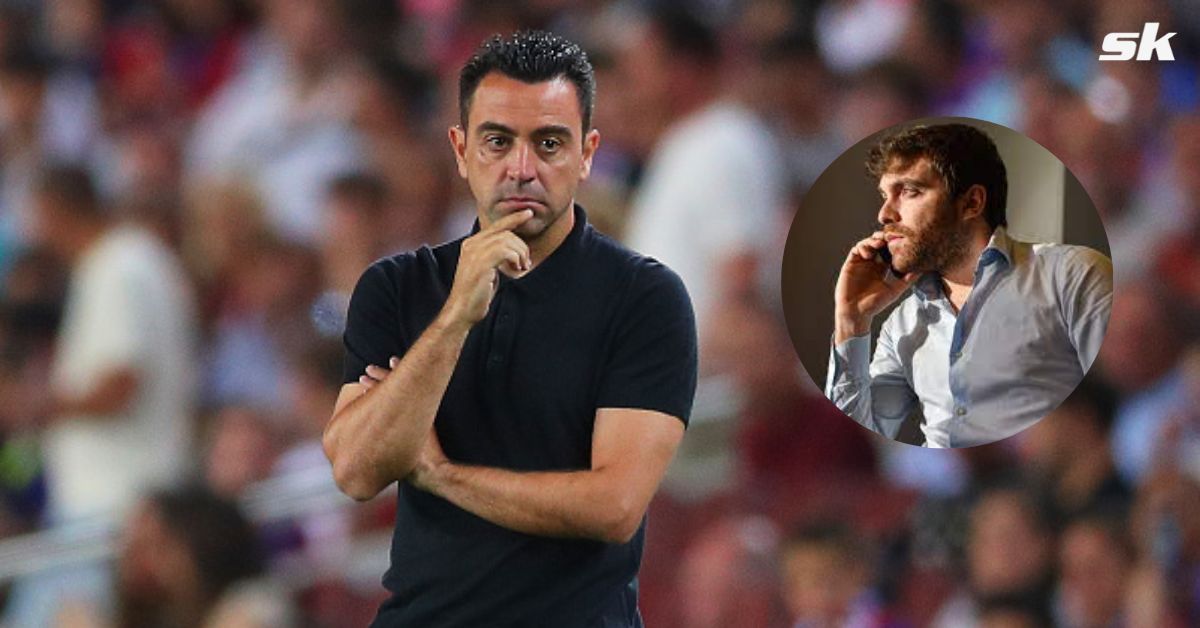 Blaugrana manager Xavi Hernandez; [inset] Fabrizio Romano.