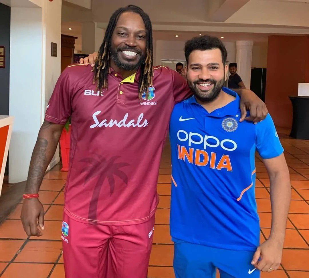 Chris Gayle (L) and Rohit Sharma (R) are two bonafide superstars in world cricket.