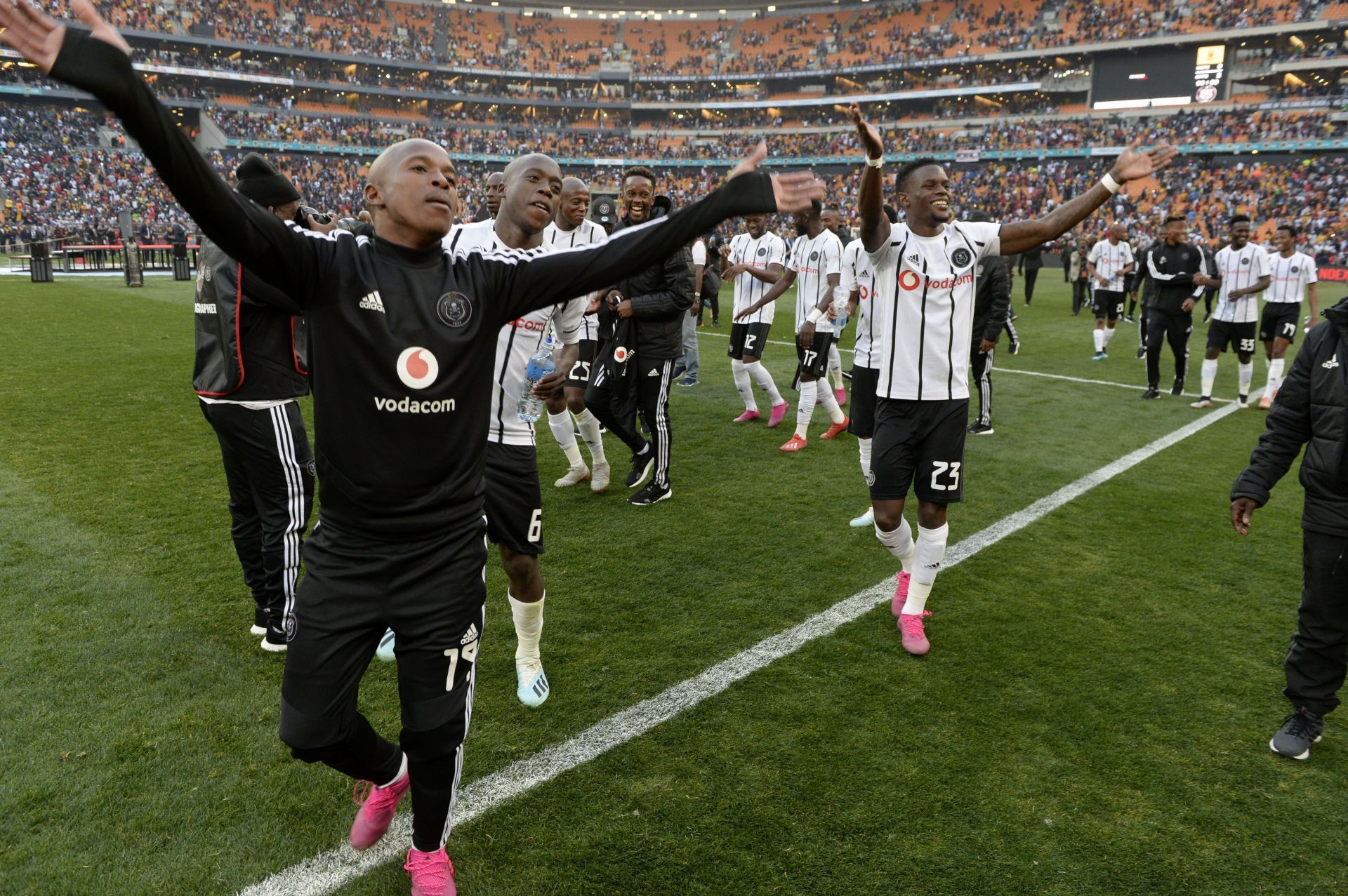 Orlando Pirates players celebrate a victory