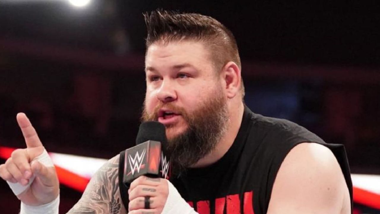 Kevin Owens cutting a promo on WWE TV