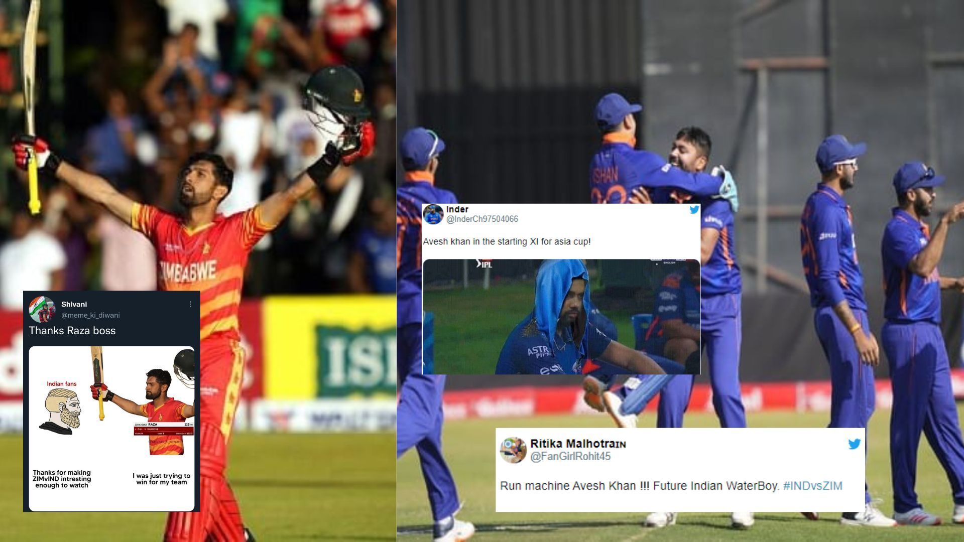 Although the Men in Blue will take the win, Sikandar Raza had ruffled the feathers of the visitors. (P.C.:Twitter)
