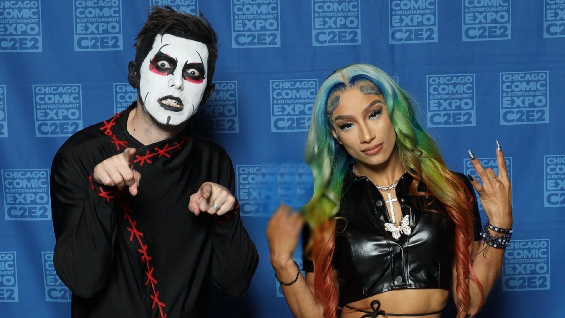 Sasha Banks with AEW star Danhausen